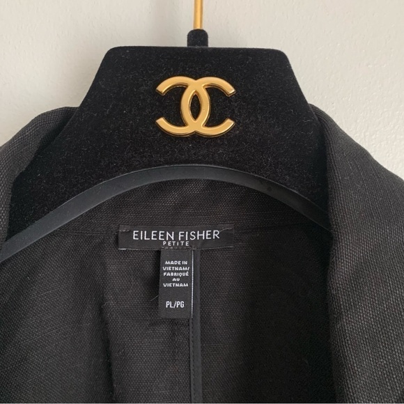 Eileen Fisher Tencel Organic Linen Slub blazer Jacket black large petite - Picture 5 of 8